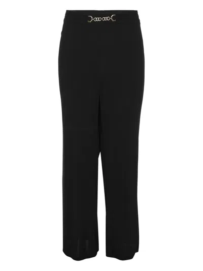 Pre-owned Elena Miro' Chain-embellishment Jersey Trousers In Black