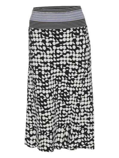 Pre-owned Elena Miro' Printed Midi Skirt In Black