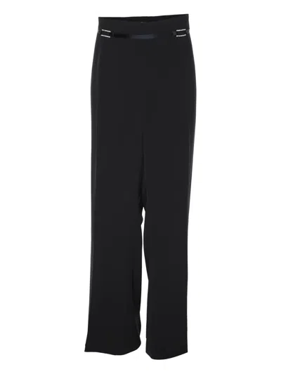 Pre-owned Elena Miro' Crepe Straight-leg Trousers In Black