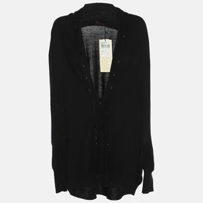 Elena Miro' Black Jersey Embellished Cardigan