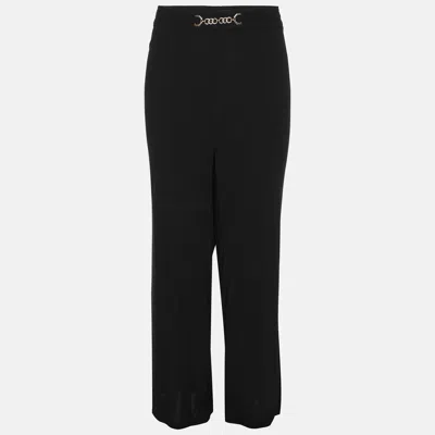 Pre-owned Elena Miro' Black Jersey Embellished Pants Xxl