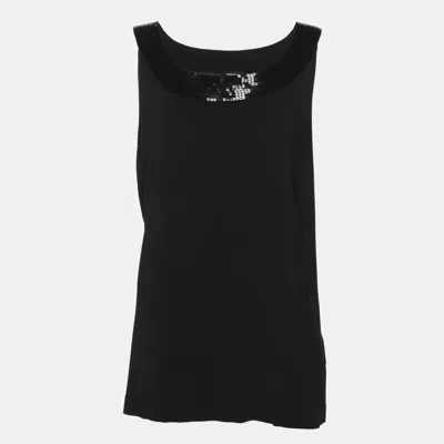 Pre-owned Elena Miro' Black Jersey Paillettes Tops Xl