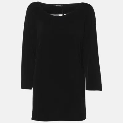 Elena Miro' Black Jersey Ruched Neck Blouse
