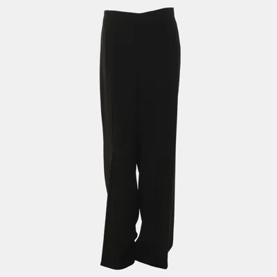 Pre-owned Elena Miro' Black Satin Wide Leg Pants Xxxl
