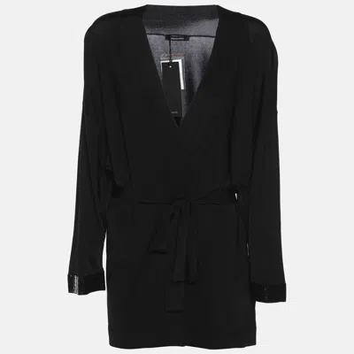 Elena Miro' Black Stretch Knit Cardigan