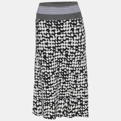 Elena Miro' Black/white Printed Jersey Midi Skirt In Multi