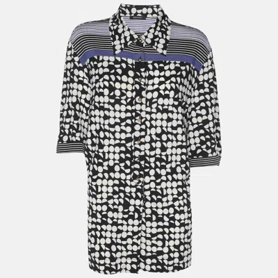 Pre-owned Elena Miro' Black/white Printed Jersey Tops L
