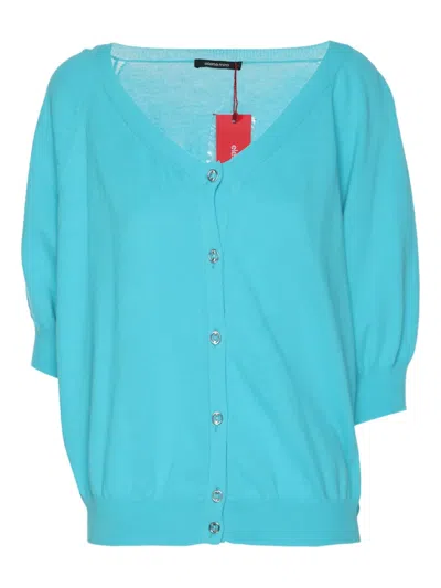 Pre-owned Elena Miro' Short-sleeve Cardigan In Blue