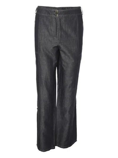 Pre-owned Elena Miro' Contrast-stitching Trousers In Blue