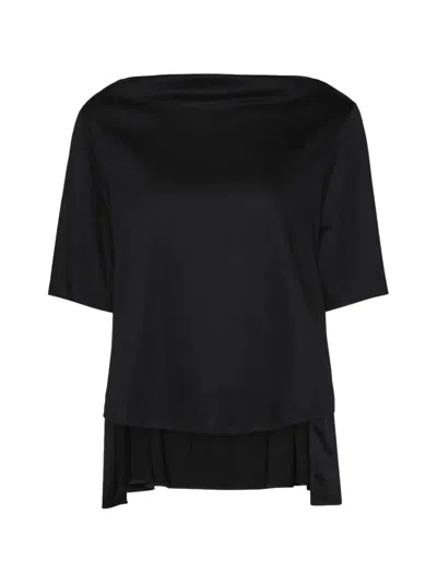 Elena Miro' Boat-neck Tiered Top In Black