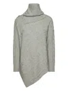 Elena Miro' Button Cable-knit Sweater In Gray