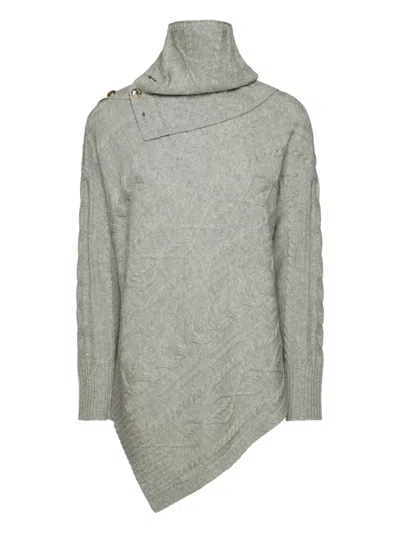 ELENA MIRO' BUTTON CABLE-KNIT SWEATER
