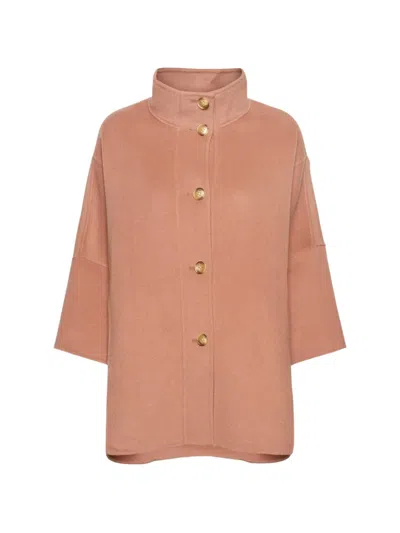 Elena Miro' Wide-line Double Wool-blend Cape In Pink