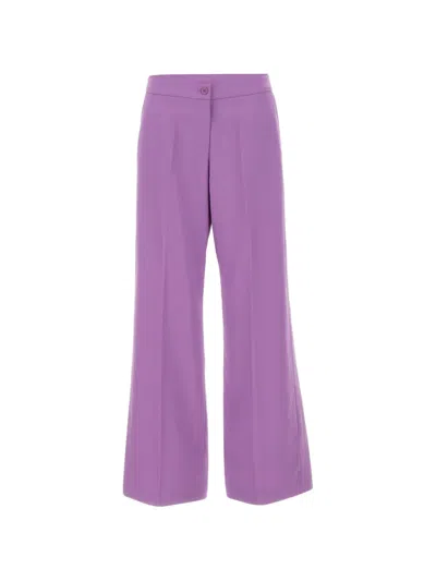 Elena Miro' Cady Straight-leg Tailored Trousers In Purple
