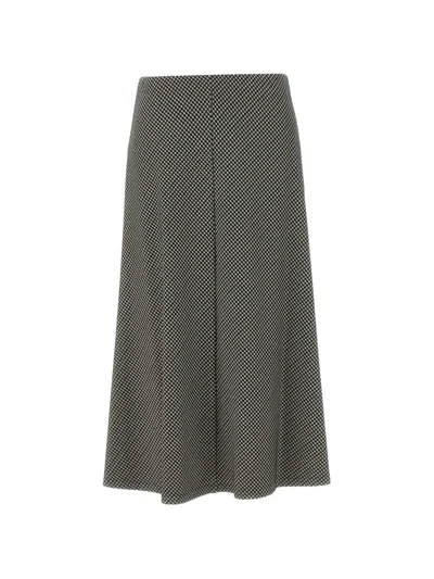Elena Miro' Check-pattern Flared Midi Skirt In Gray
