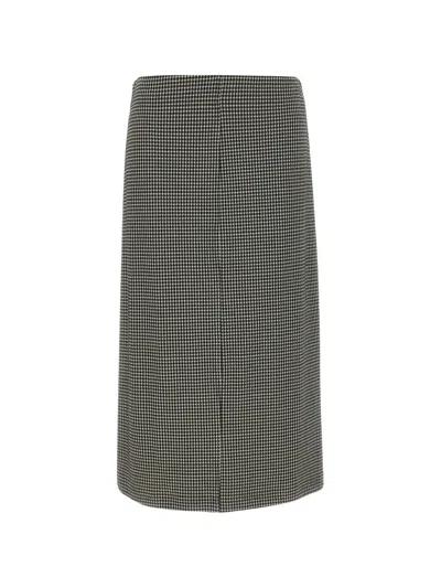 Elena Miro' Check-pattern Straight-cut Midi Skirt In Gray