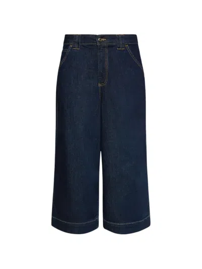 Elena Miro' Elena Miro Cropped Wide Leg Jeans In Denim In Blue