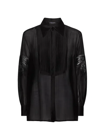 Elena Miro' Cut-out Pleated Shirt In Black