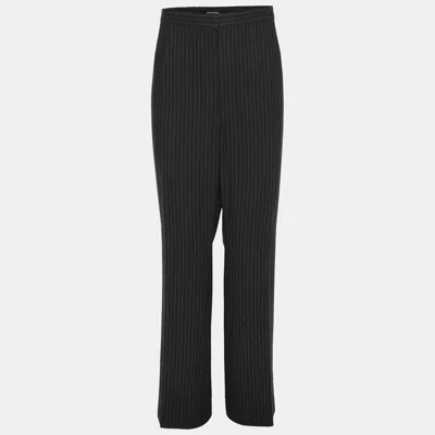 Pre-owned Elena Miro' Dark Grey Striped Fabric Trousers Xxl In Gray