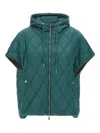 Elena Miro' Diamond-quilted Hooded Jacket In Green