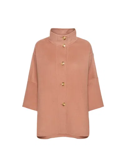 Elena Miro' Double Cape With High Collar In Pink