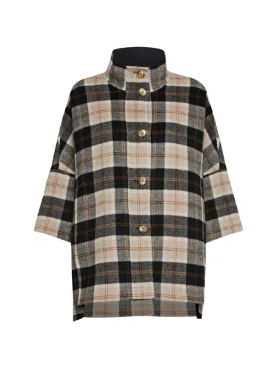 Elena Miro' Double Check Cape In Multi