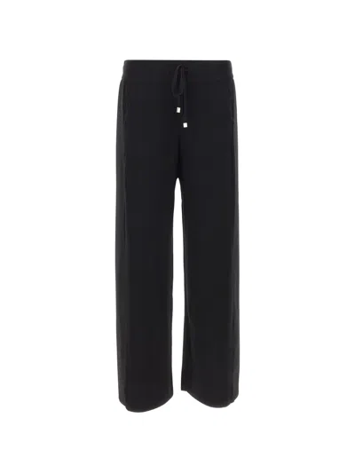 Elena Miro' Drawstring Wide-leg Trousers In Black