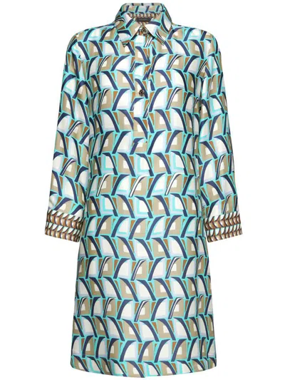 Elena Miro' Elena Miro` Printed Chemisier Dress In Blue