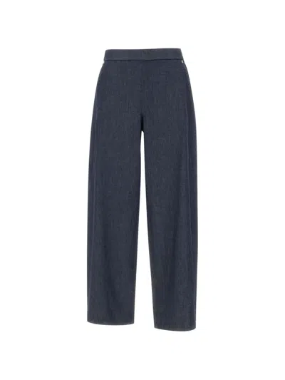 Elena Miro' Elasticated Wide-leg Trousers In Blue