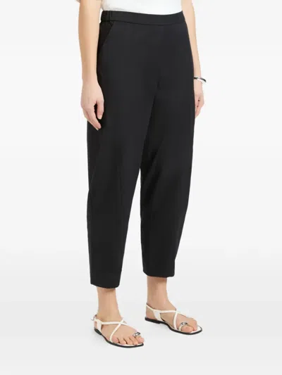 Elena Miro' Elasticated-waistband Cropped Trousers In Black