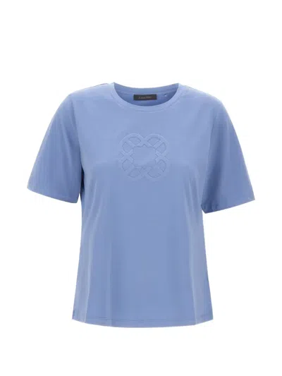 Elena Miro' Embossed Logo T-shirt In Blue