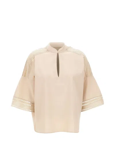 Elena Miro' Embroidered Blouse In Neutral