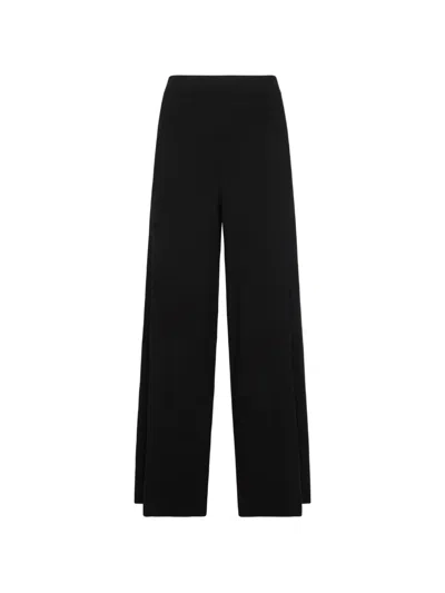 Elena Miro' Fine-knit Wide-leg Trousers In Black