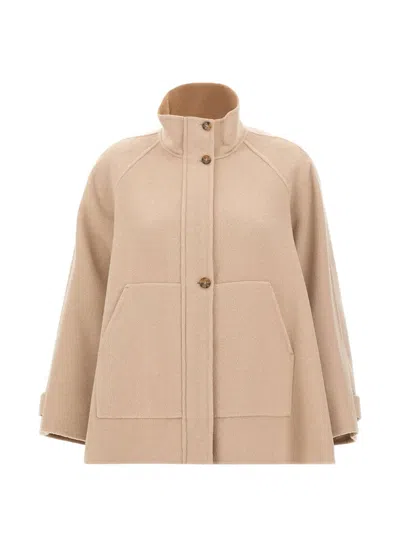Elena Miro' Flared Side-slit Jacket In Brown