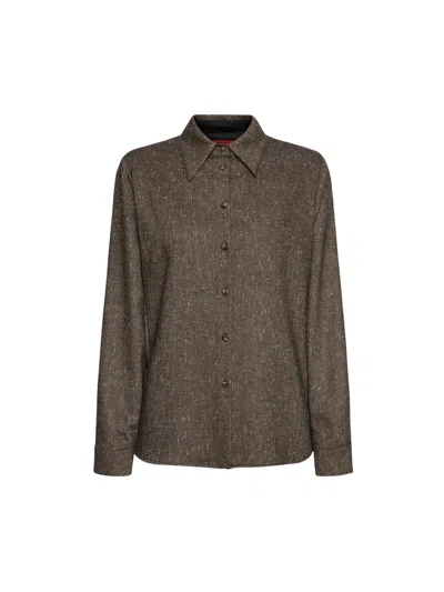 Elena Miro' Elena Miro Flecked Wool-blend Shirt In Brown