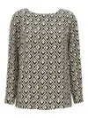 Elena Miro' Geometric-print Long-sleeved Blouse In Black