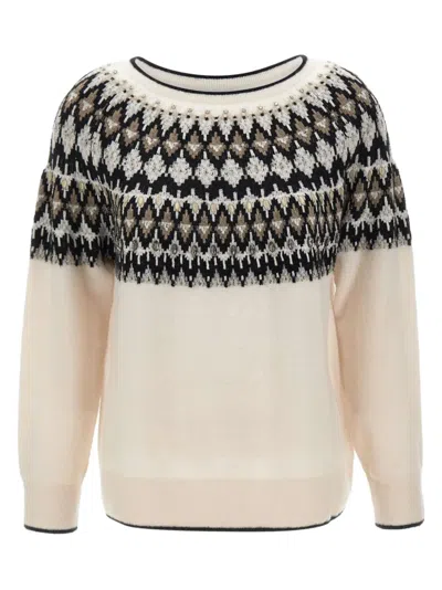 Elena Miro' Geometric Stone-embellished Sweater In Multi