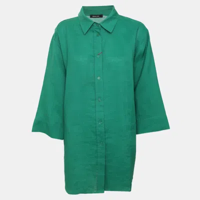 Pre-owned Elena Miro' Green Ramie 3/4 Sleeve Shirt Xxl