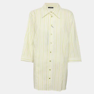 Pre-owned Elena Miro' Green Striped Stretch Cotton Long Sleeve Shirt Xxl