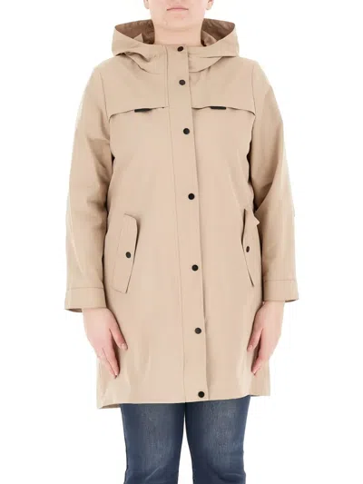 Elena Miro' Hooded Raincoat In Brown