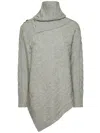 Elena Miro' Button Cable-knit Sweater In Gray