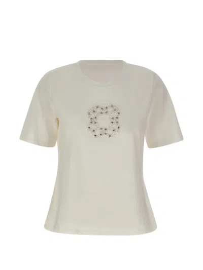 Elena Miro' Jewel Logo T-shirt In Neutral