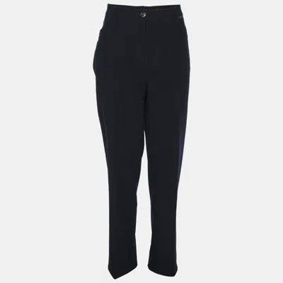 Pre-owned Elena Miro' Navy Blue Jersey Crystal Embellished Pants Xxl