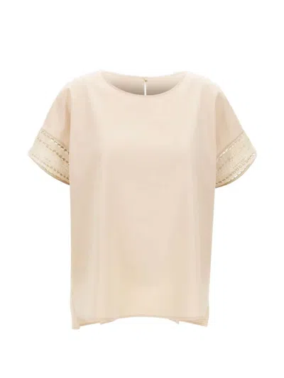 Elena Miro' Openwork Embroidered Blouse In Neutral