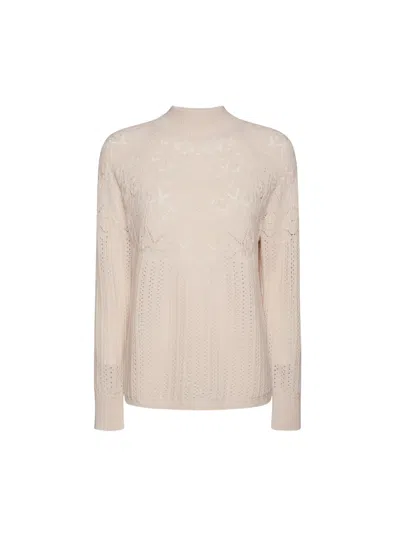 Elena Miro' Elena Miro` Openwork Ribbed Mock Turtleneck In Brown