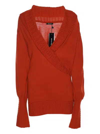 Pre-owned Elena Miro' Crossover Long-sleeve Top In Orange