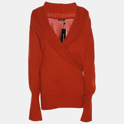 Elena Miro' Orange Knit Cross Neck Sweater
