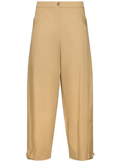 Elena Miro' Cuff-straps Trousers In Brown