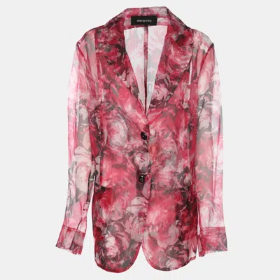 Elena Miro' Pink Floral Print Knit Blazer In Multi
