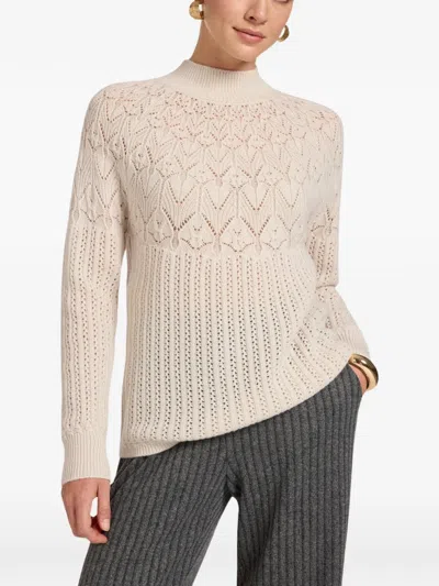 Elena Miro' Pointelle-knit Mock-neck Sweater In Neutral